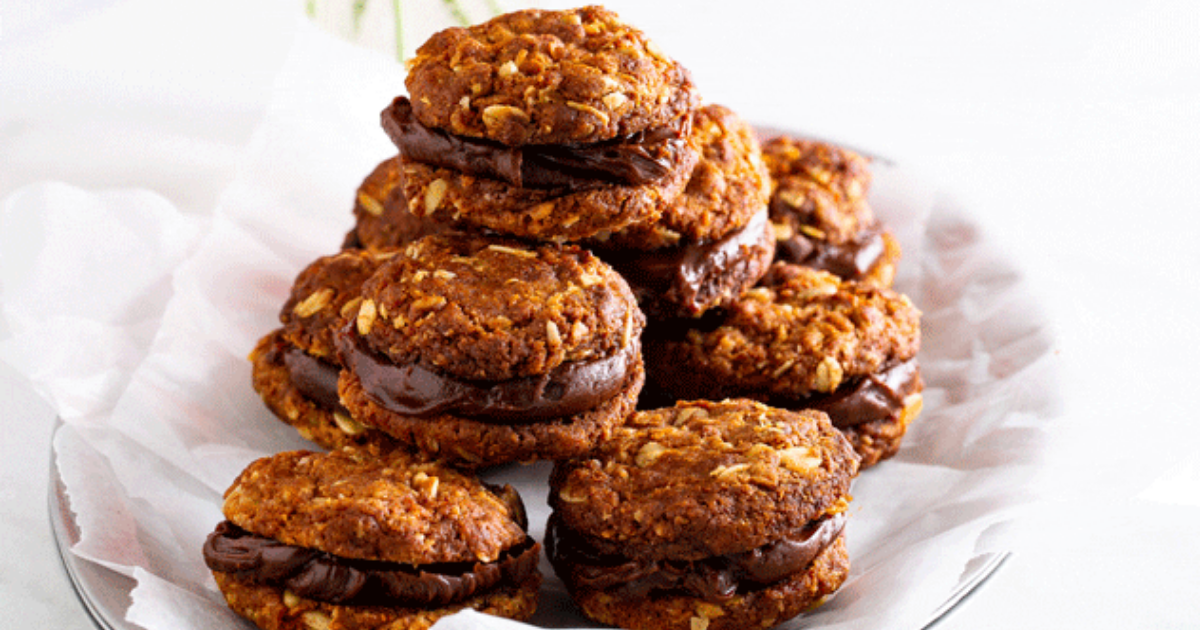 Anzac Biscuits with Chocolate Whisky Ganache