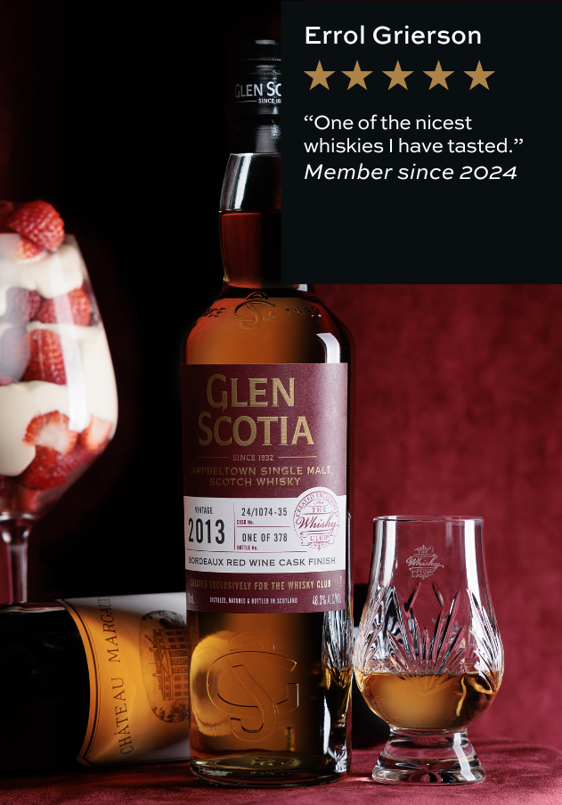 A bottle of Glen Scotia 2013 Bordeaux Single Cask