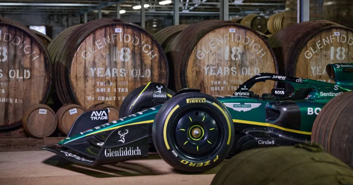 A racing car inside Glenfiddich distillery
