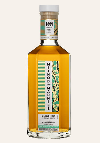 A bottle of Method and Madness Single Malt Irish Whiskey